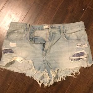 Ripped jean shorts
